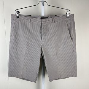 Theory Beckit Chino Shorts Gray Two Tone Stripe‎ Button Fly Mens Size 36